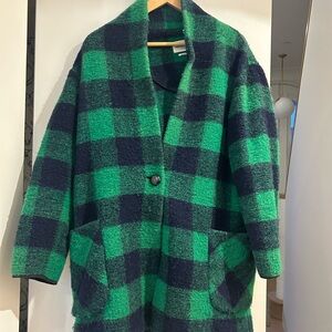 Isabel Marant Etoile Green and Black Checkered Coat